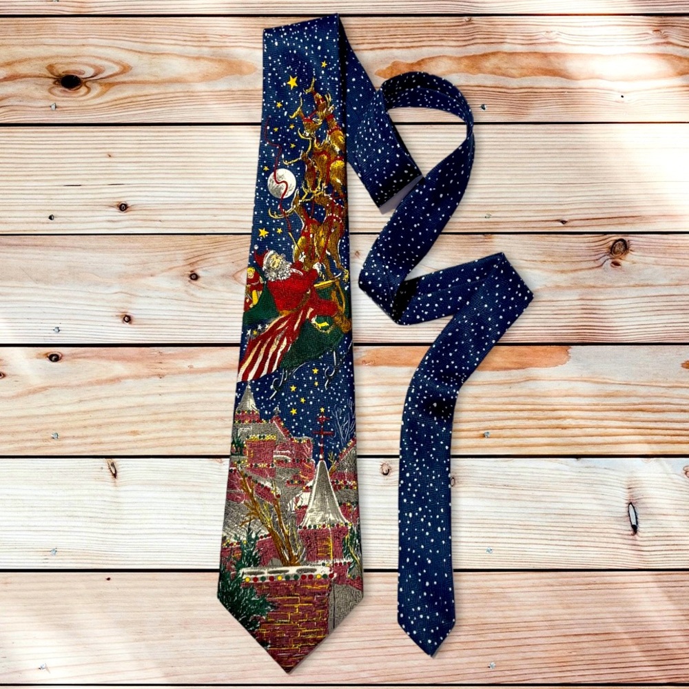 Christmas Eve Party Santa Sleigh Reindeer Neck Tie